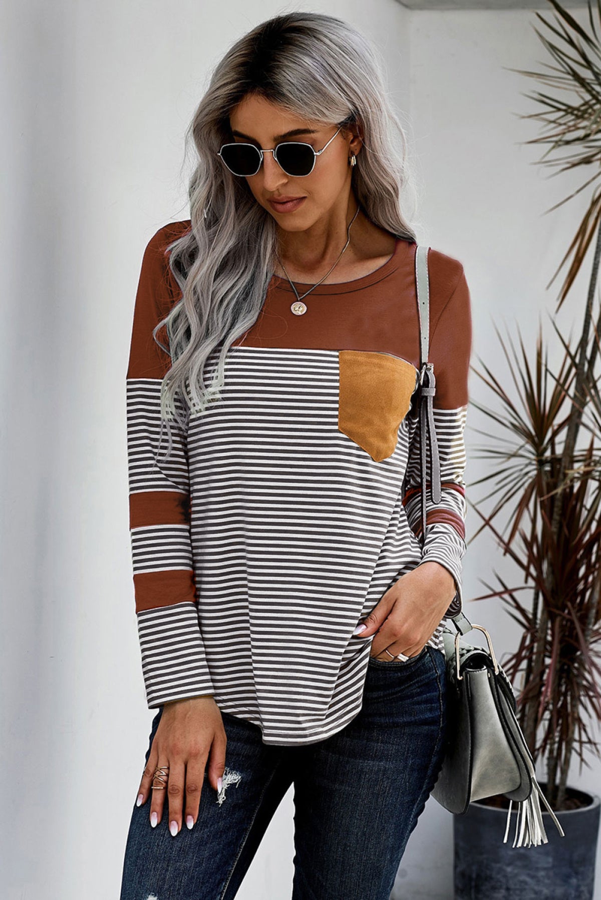 Pinstripe Patch Pocket Top