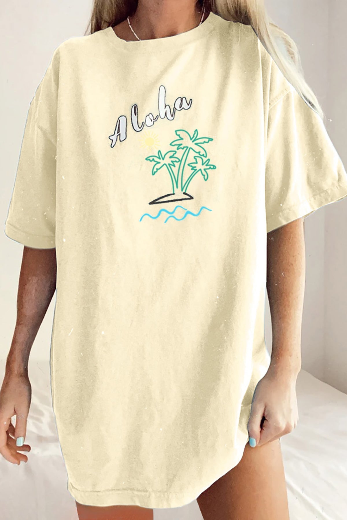 Aloha By The Beach Oversize Boyfriend Tee