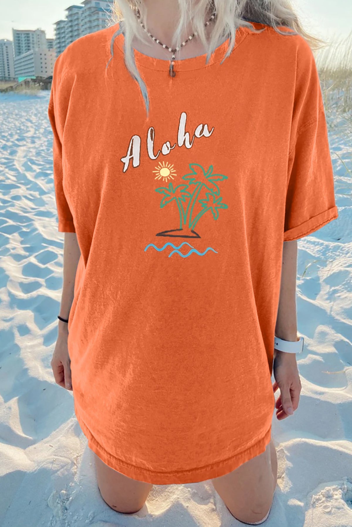 Aloha By The Beach Oversize Boyfriend Tee