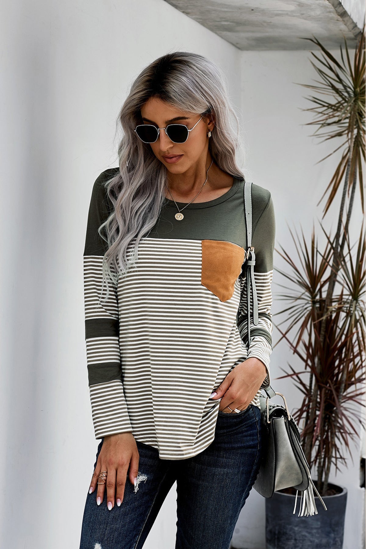 Pinstripe Patch Pocket Top