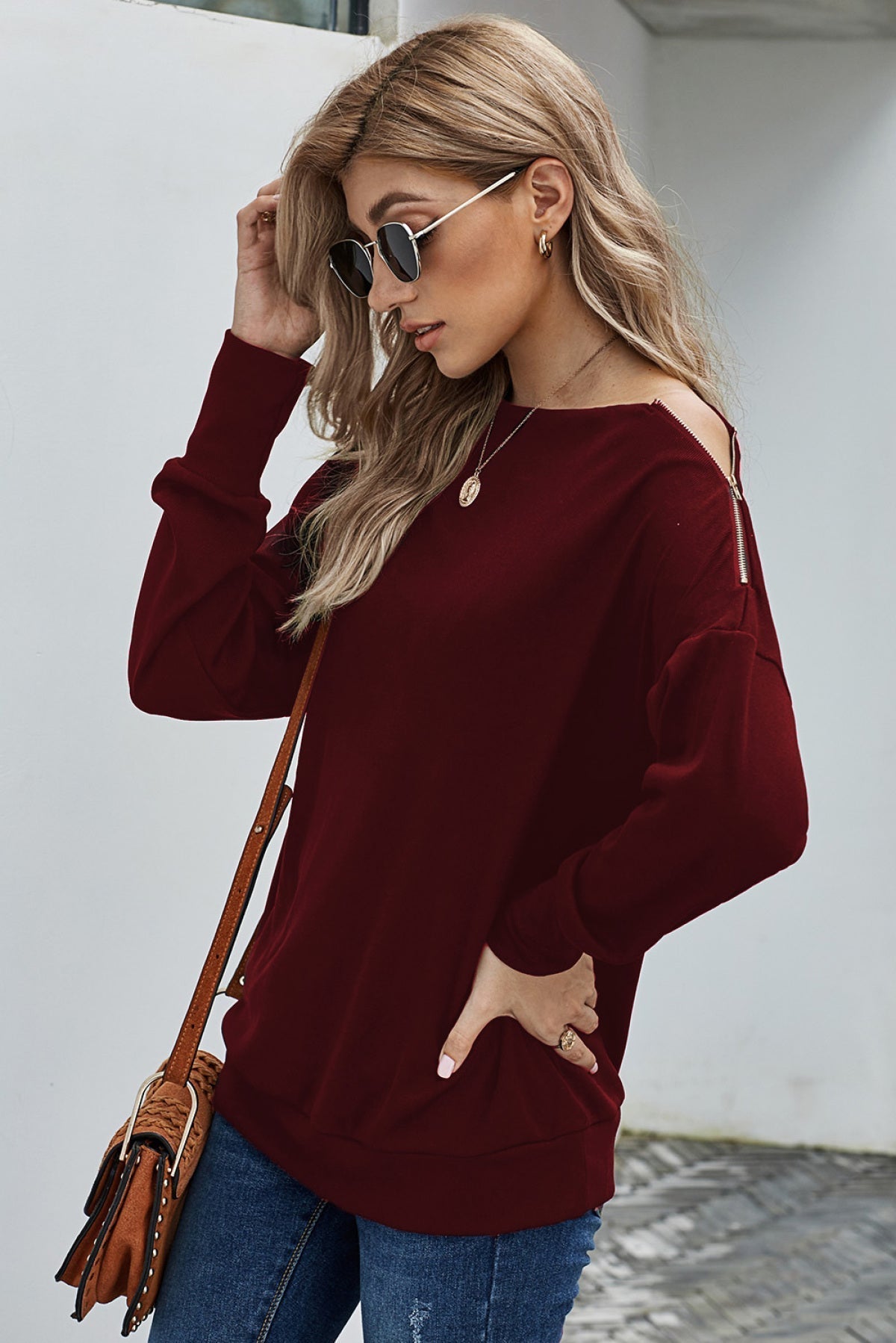 Ribbed Zip Knit Top