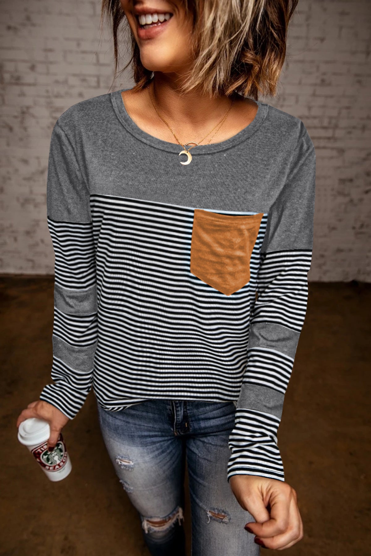 Pinstripe Patch Pocket Top