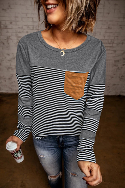 Pinstripe Patch Pocket Top