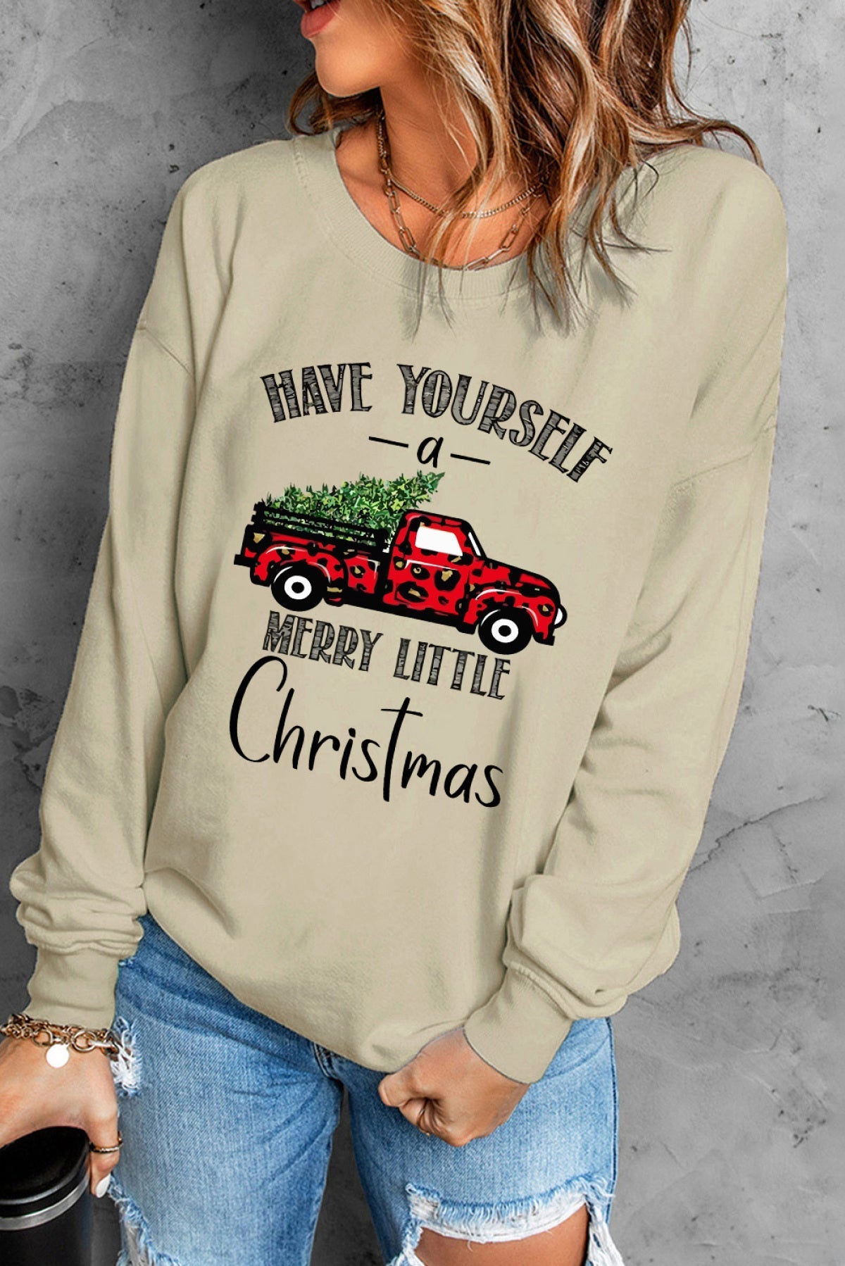 Khaki Have Yourself A Merry Little Christmas Sweatshirt