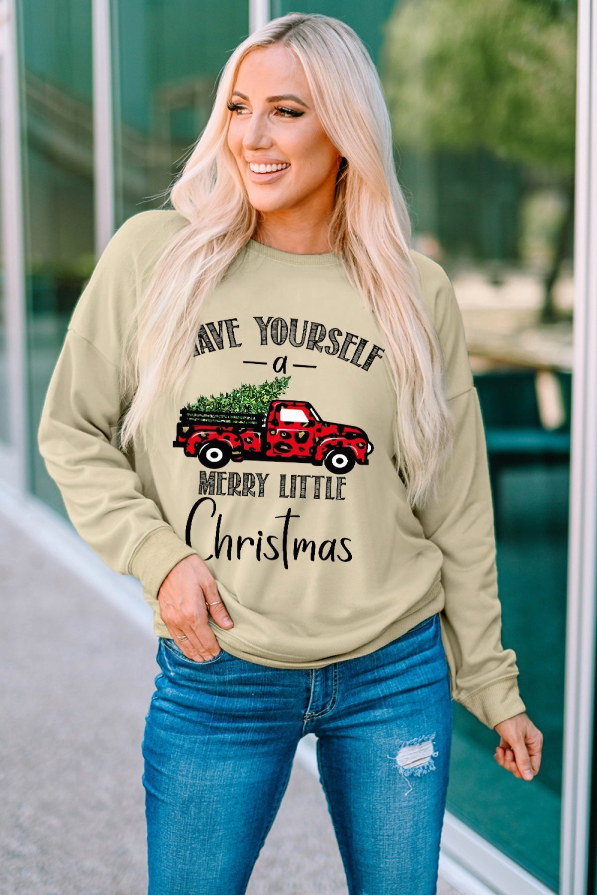 Khaki Have Yourself A Merry Little Christmas Sweatshirt