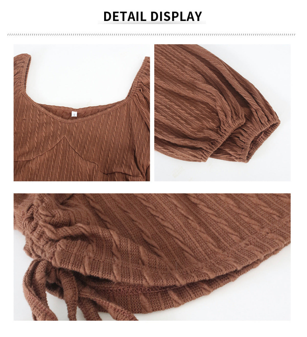 V-Neck Solid Long Sleeve Drawstring Cropped Top