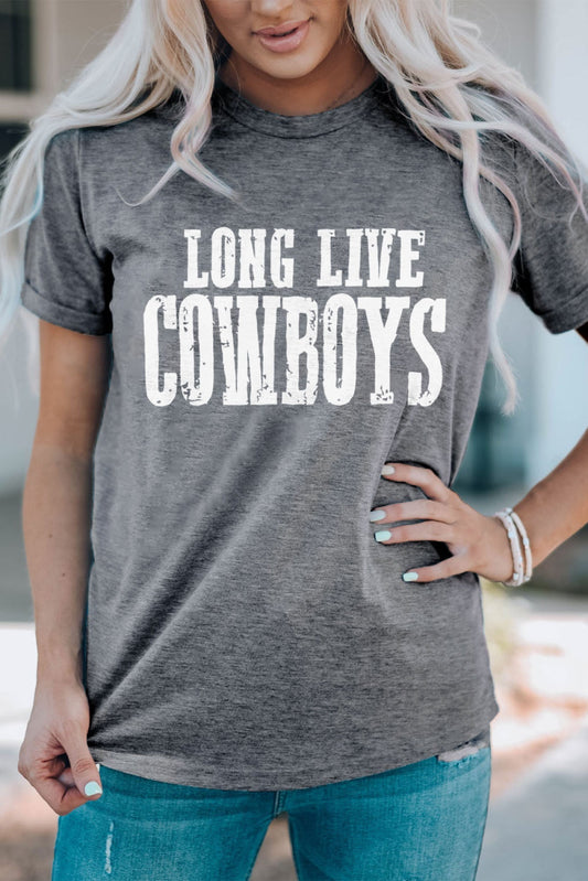 Gray LONG LIVE COWBOYS Retro Graphic Tee