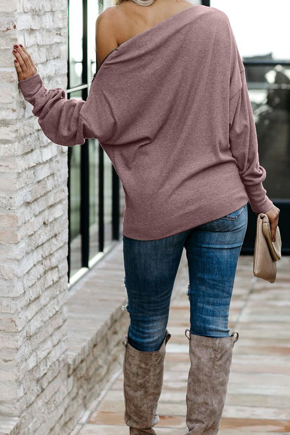 Ribbed Zip Knit Top