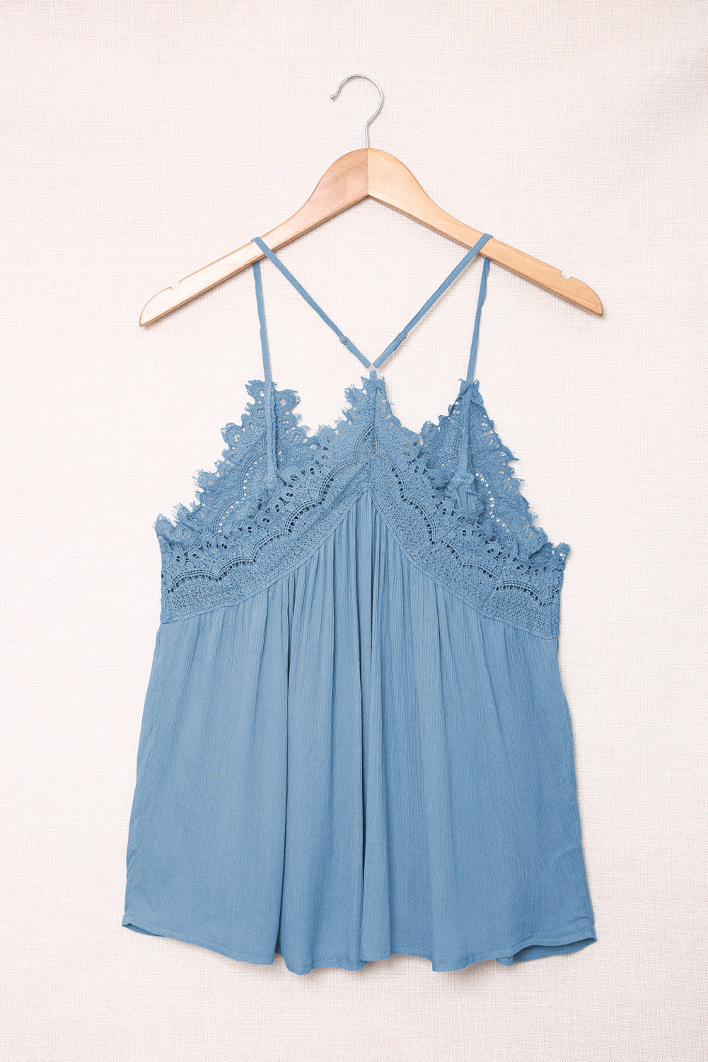 Lace Splicing Ruffled V Neck Cami Top