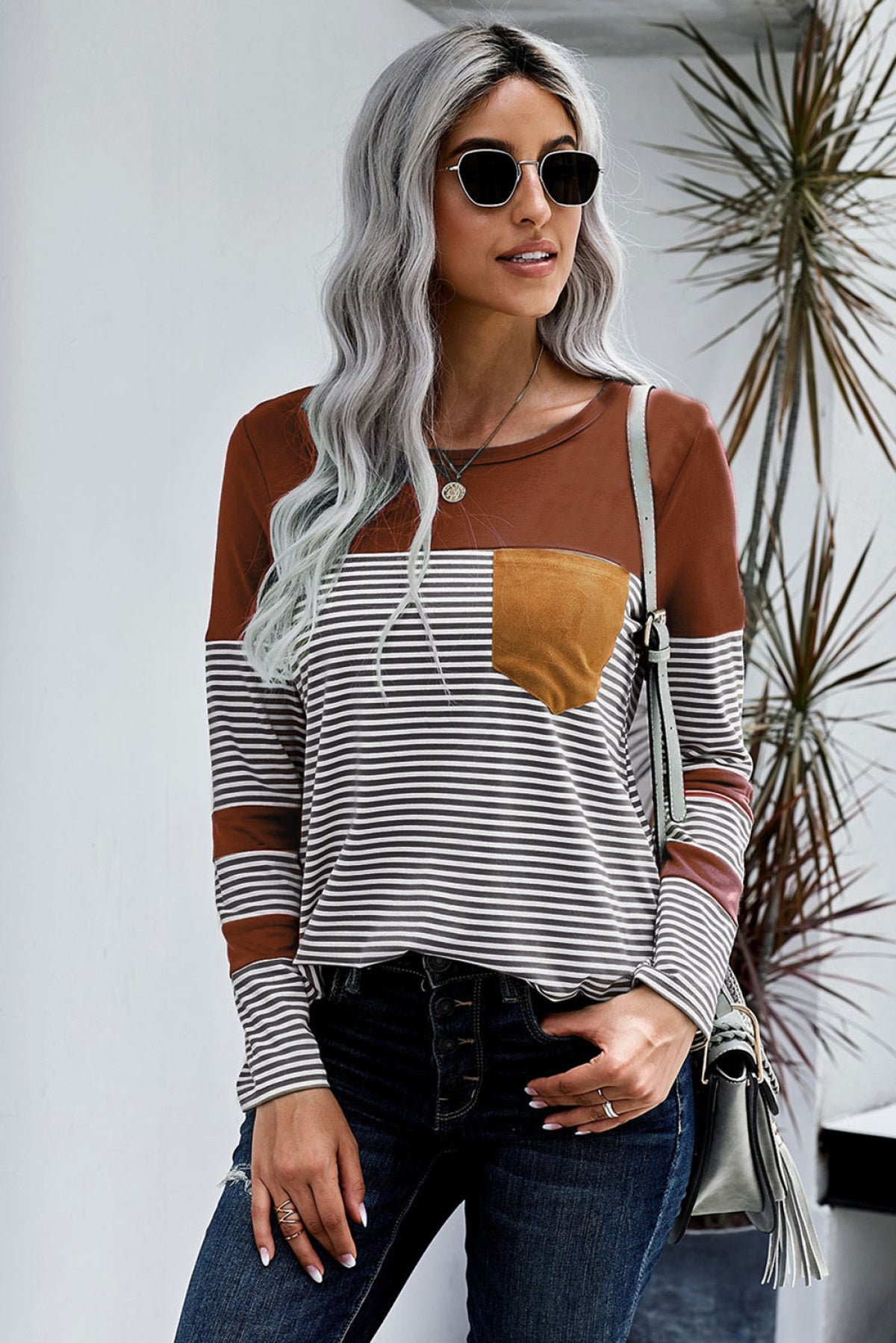 Pinstripe Patch Pocket Top