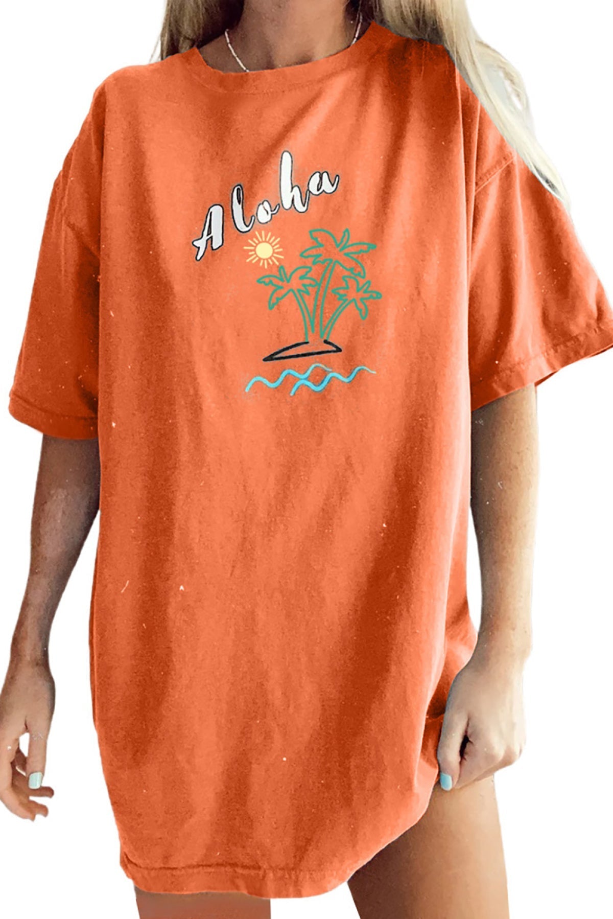 Aloha By The Beach Oversize Boyfriend Tee