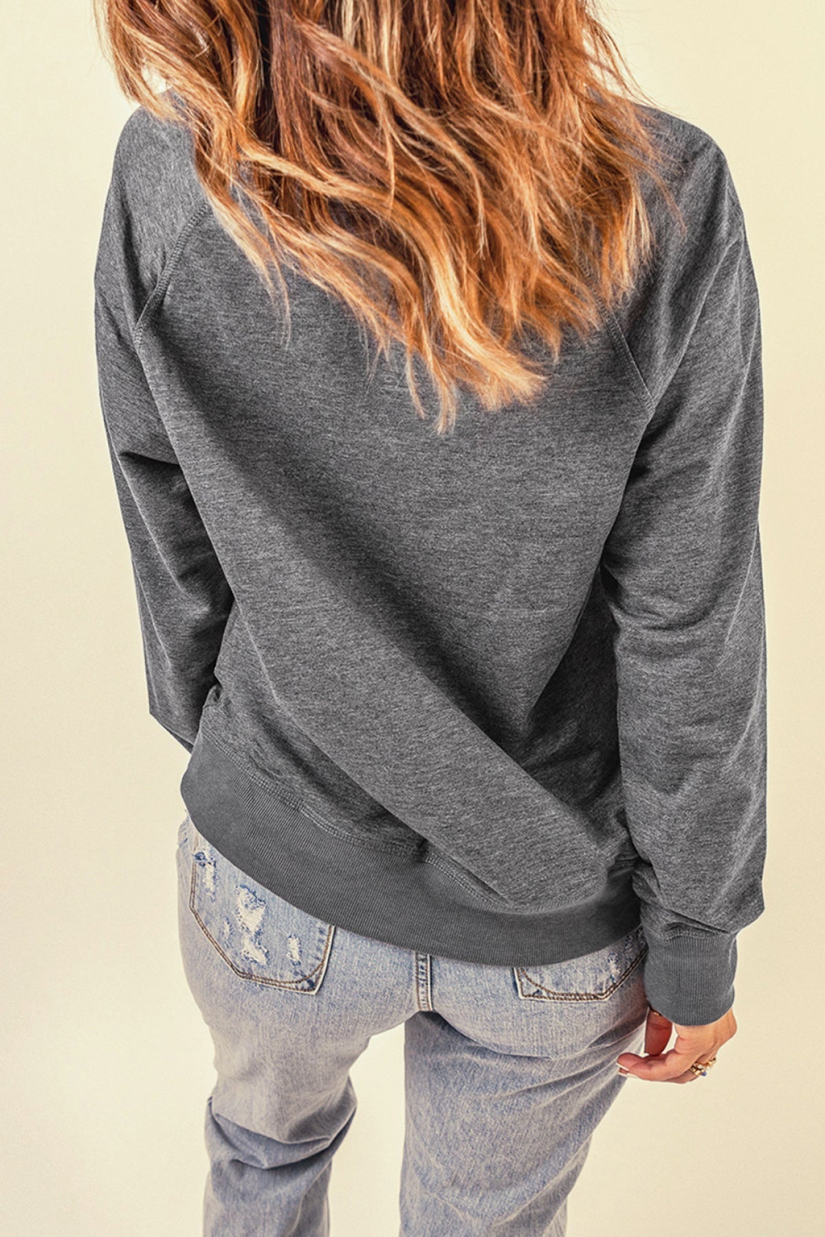 Gray Christmas Cactus Letter Graphic Print Pullover Sweatshirt