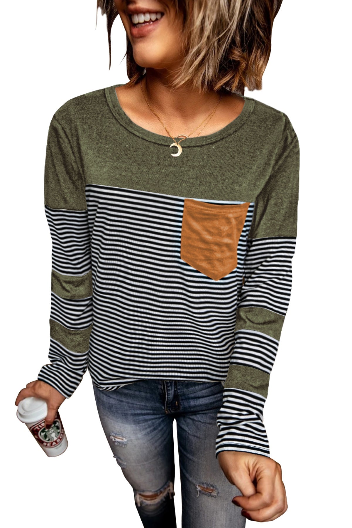 Pinstripe Patch Pocket Top