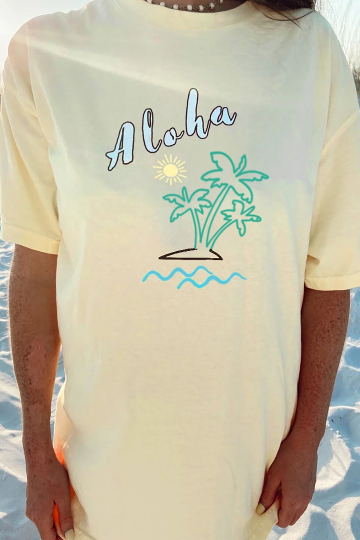 Aloha By The Beach Oversize Boyfriend Tee